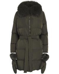 Yves Salomon - Fur-Trim Down Coat With Mittens - Lyst