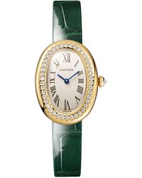Cartier - Small Yellow Gold And Diamond Baignoire Watch 23.1mm - Lyst
