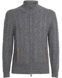 N.Peal Cashmere - Cashmere Cable-Knit Zip-Up Cardigan - Lyst