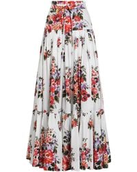 Dolce & Gabbana - Cotton Floral Print Maxi Skirt - Lyst
