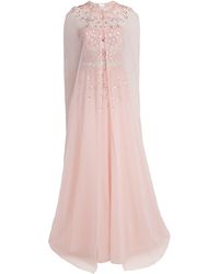 Pamella Roland - Tulle Embellished Cape-Detail Gown - Lyst