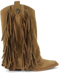 Kurt Geiger - Suede Gaiter Fringe Cowboy Boots - Lyst
