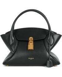 Balmain - Small Leather Pulse Day Top-Handle Bag - Lyst