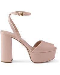 Prada - Nappa Leather Platform Sandals 115 - Lyst