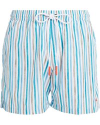 Isaia - Stripe Print Swim Shorts - Lyst