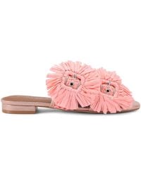 Kurt Geiger - Raffia Buckle Flat Sandals - Lyst