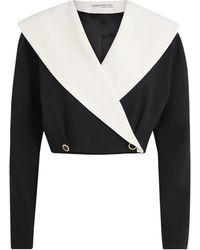 Alessandra Rich - Virgin Wool-Blend Cropped Blazer - Lyst