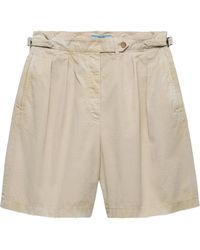 Prada - Cotton Gabardine Shorts - Lyst