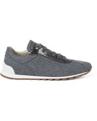 Brunello Cucinelli - Wool Leather-Trim Sneakers - Lyst