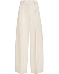 Brunello Cucinelli - Virgin Wool Pleated Wide-Leg Trousers - Lyst
