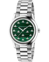 Gucci - Stainless Steel And Malachite G-timeless Watch 38mm - Lyst