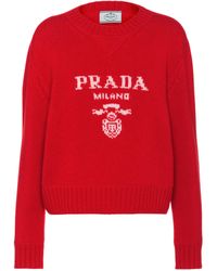 Prada - Wool-cashmere Logo Sweater - Lyst