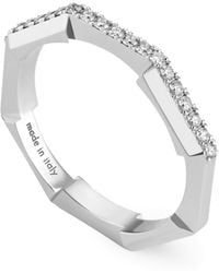 Gucci - White Gold And Pavé Diamond Link To Love Ring - Lyst
