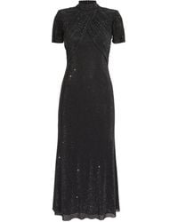 Self-Portrait - Rhinestone Mesh Midi Dress - Lyst