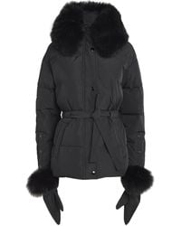 Yves Salomon - Fur-Trim Down Puffer Jacket With Mittens - Lyst