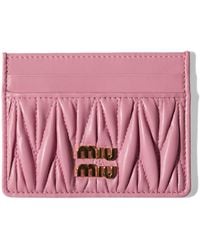 Miu Miu - Leather Matelassé Card Holder - Lyst