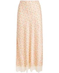 RIXO London - Satin Floral Matilde Maxi Skirt - Lyst