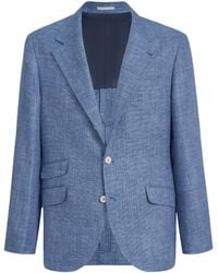 Brunello Cucinelli - Wool-Silk-Linen-Cashmere Deconstructed Blazer - Lyst