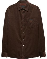 Prada - Logo-Embellished Padded Corduroy Cotton And Cashmere Shirt - Lyst