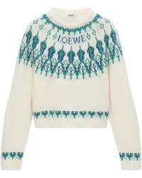Loewe - Wool-Blend Sequinned Fair Isle Sweater - Lyst