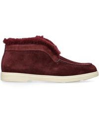 Santoni - Suede Fur-Trim Fortune Ankle Boots - Lyst