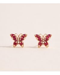 Suzanne Kalan - Diamond And Ruby Princess Mini Butterfly Stud Earrings - Lyst