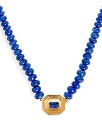 Azlee - Yellow Gold And Sapphire Beaded Staircase Necklace - Lyst