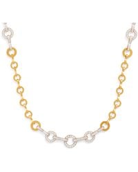 Azlee - And Pavé Diamond Candence Circle Chain Necklace - Lyst