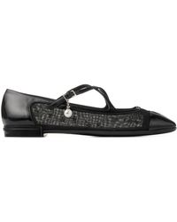 Jimmy Choo - Eleri Patent Leather-Mesh Ballet Flats - Lyst