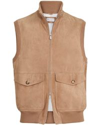 Brunello Cucinelli - Suede Padded Gilet - Lyst