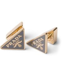 Prada - Enamel Triangle Logo Earrings - Lyst