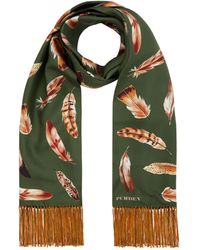 James Purdey & Sons Silk Feather Scarf - Green