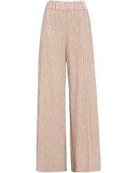 Brunello Cucinelli - Linen Stripe-Embellished Trousers - Lyst
