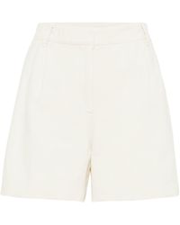Brunello Cucinelli - Cotton-linen Pleated Shorts - Lyst