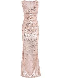 Talbot Runhof - Sequinned V-Neck Gown - Lyst