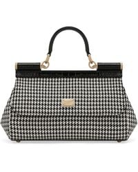 Dolce & Gabbana - Medium Houndstooth Sicily Top-Handle Bag - Lyst