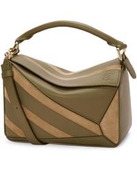 Loewe - Small Leather-Suede Puzzle Top-Handle Bag - Lyst
