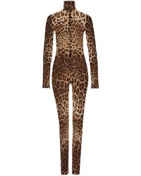 Dolce & Gabbana - Kim Dolce&gabbana Silk Leopard Print Jumpsuit - Lyst