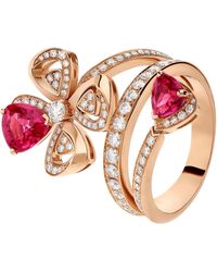 BVLGARI - Rose Gold, Diamond And Rubellite Fiorever Ring - Lyst