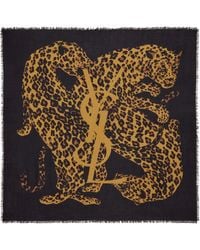 Saint Laurent - Wool Leopard Cassandre Scarf - Lyst