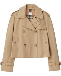 Burberry - Cropped Gabardine Trench Jacket - Lyst