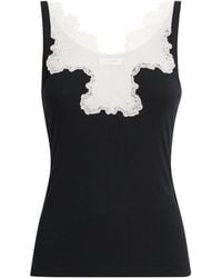 Sandro - Ribbed Lace-Trim Tank Top - Lyst