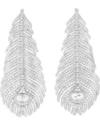 Boucheron - White Gold And Diamond Plume De Paon Pendant Earrings - Lyst