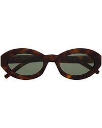 Saint Laurent - Tortoiseshell Cassandre Oval Sunglasses - Lyst