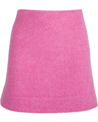 Ganni - Wool-blend Mini Skirt - Lyst