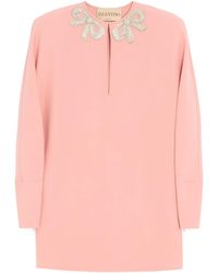 Valentino - Silk Bow-Embellished Mini Dress - Lyst