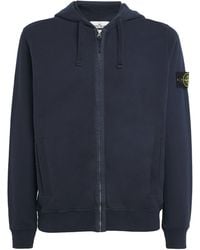 Stone Island - Cotton Compass Logo Zip-Up Hoodie - Lyst
