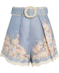 Zimmermann - Cascadian Tuck Light Ramie Shorts - Lyst