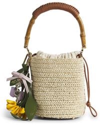 Self-Portrait - Mini Raffia Bucket Bag - Lyst