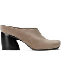 Loewe - Suede Oval Heeled Mules 70 - Lyst